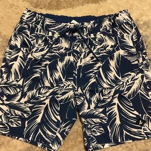 Sherry Men's Blue Leaf Print Swim Shorts